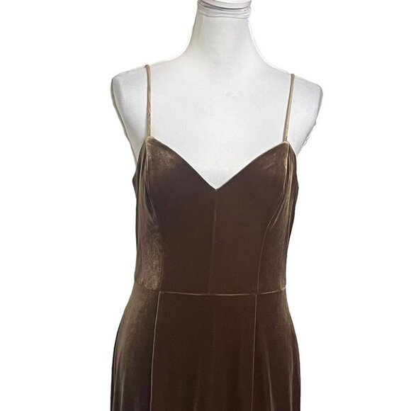 SOLD: Amsale Nouvelle Sana Bronze Velvet Bridesmaid Dress Long Gown Size 8 - Picture 4 of 14